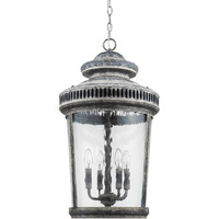 Kingston 4-Light Antique Lead Foyer Pendant With Curved Water Glass Panes