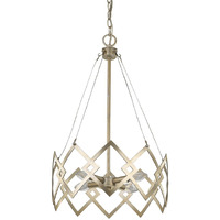 Nora 4-Light Washed Gold Drum Pendant With Abstract Open-Air Cage Shade