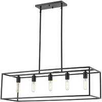 Cobar 5-Light Matte Black Island Pendant