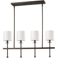 Kara 4-Light Oil-Rubbed Bronze Island Pendant With Fabric Shades And Crystal Bobeches