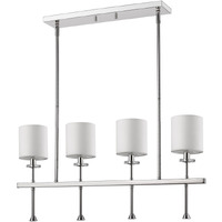 Kara 4-Light Polished Nickel Island Pendant With Fabric Shades And Crystal Bobeches