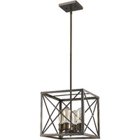 Brooklyn 4-Light Oil-Rubbed Bronze Pendant With Metal Framework Shade