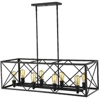 Brooklyn 8-Light Matte Black Island Pendant With Metal Framework Shade