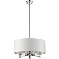 Andrea 5-Light Polished Nickel Drum Pendant With Ivory Hardback Shade