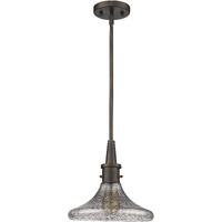 Antique Bronze Hanging Light With Pebbled Glass Shade