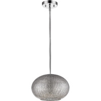 Brielle 1-Light Polished Nickel Pendant With Textured Glass Shade