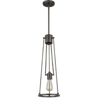 Jade 1-Light Oil-Rubbed Bronze Pendant With Vertical Structural Frames