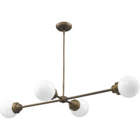 Portsmith 4-Light Raw Brass Island Pendant With White Globe Shades