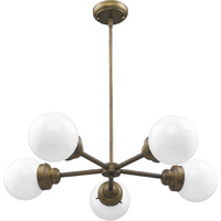Portsmith 5-Light Raw Brass Chandelier With White Globe Shades