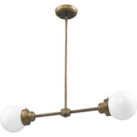 Portsmith 2-Light Raw Brass Island Pendant With White Globe Shades