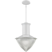 Skylar 1-Light White Pendant With Halophane Glass Shade