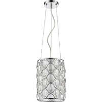 Isabella 1-Light Polished Nickel Drum Pendant With Crystal Accents