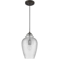 Antique Bronze Hanging Light With Textured Glass Shade