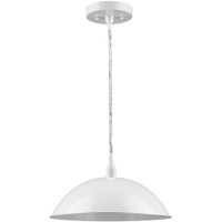 White Metal Hanging Light With Dome Shade