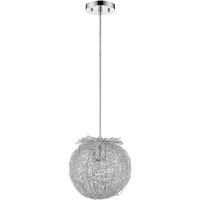 Distratto 1-Light Polished Chrome Pendant Enmeshed Aluminum Wire Shade (12"")