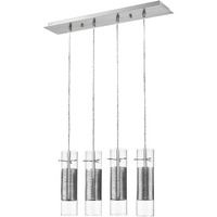 Scope 4-Light Brushed Nickel Pendant Double Glass And Mesh Shades