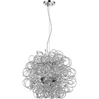 Mingle 4-Light Polished Chrome Pendant With Faceted Chrome Aluminum Wire Shade