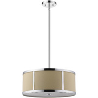Butler 2-Light Polished Chrome Pendant With Coarse Cream Linen Shade And Opal Acrylic Diffuser