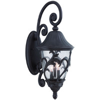 Three Light Matte Black Leaf Detail Wall Light