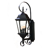 Three Light Matte Black Swing Arm Lantern Wall Light