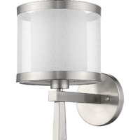 White And Silver Wall Light With Fabric Shade