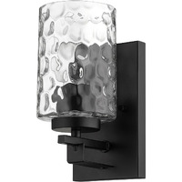Black Metal And Pebbled Glass Wall Sconce