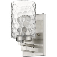 Silver Metal And Pebbled Glass Wall Sconce