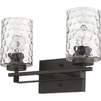 Bronze Metal And Pebbled Glass Two Light Wall Sconce