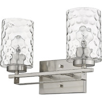 Silver Metal And Pebbled Glass Two Light Wall Sconce