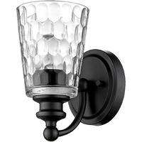 Black Metal And Pebbled Glass Wall Light