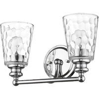 Silver Metal And Pebbled Glass Two Light Wall Light