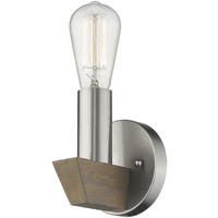 Silver Metal And Wood Wall Sconce