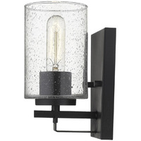 Black Metal And Textured Glass Wall Sconce