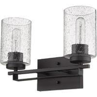 Bronze Metal And Textured Glass Two Light Wall Sconce