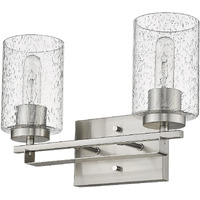 Silver Metal And Textured Glass Two Light Wall Sconce