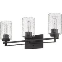 Bronze Metal And Textured Glass Three Light Wall Sconce