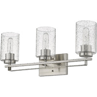 Silver Metal And Textured Glass Three Light Wall Sconce