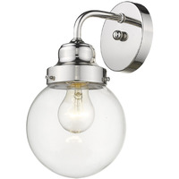 One Light Silver Wall Sconce With Round Glass Shade