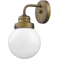 One Light Gold Wall Sconce With Round Glass Shade