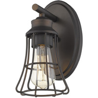 One Light Bronze Cage Wall Light