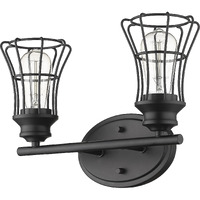 Two Light Matte Black Cage Wall Sconce