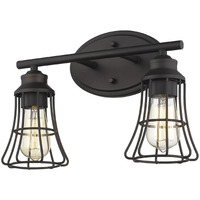 Two Light Bronze Cage Wall Light
