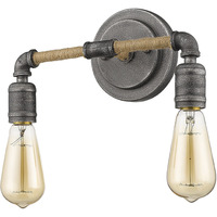 Two Light Industrial Textured Gray Wall Light