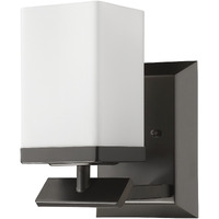 One Light Bronze Frosted Glass Wall Sconce