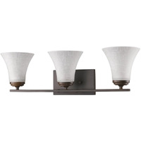 Three Light Bronze Wall Light With Tapered Glass Shade