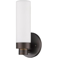 Bronze Wall Light With Narrow Frosted Glass Shade
