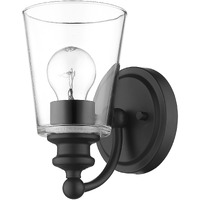 One Light Matte Black Glass Shade Wall Sconce