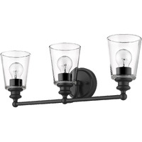 Three Light Matte Black Glass Shade Wall Sconce