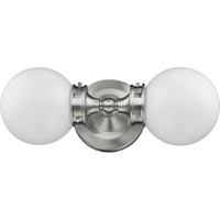 Two Light Silver Wall Sconce With Round Frosted Glass Shade
