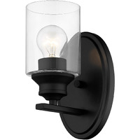 One Light Matte Black Wall Light With Clear Glass Shade